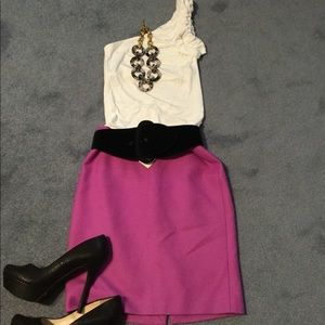 J Crew Wool Magenta Pencil Skirt